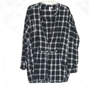 BP Black & White Plaid Long Sleeve Tunic (Size: L)